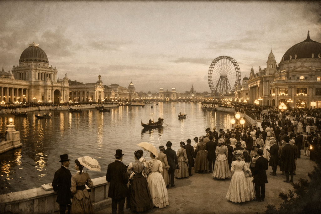 "The 1893 World's Columbian Exposition in Chicago the White City which attracted over 27 million visitors and provided H.H. Holmes with his hunting ground"